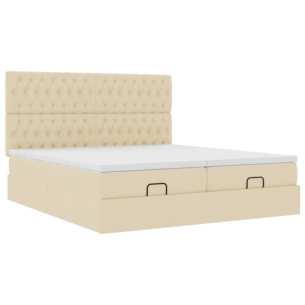 Cadre de lit ottoman avec matelas crème 180x200 cm tissu Lits & cadres de lit vidaXL