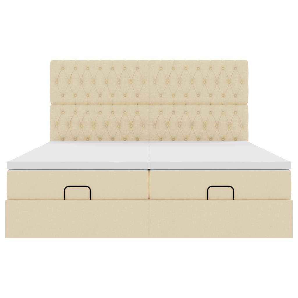 Cadre de lit ottoman avec matelas crème 180x200 cm tissu Lits & cadres de lit vidaXL