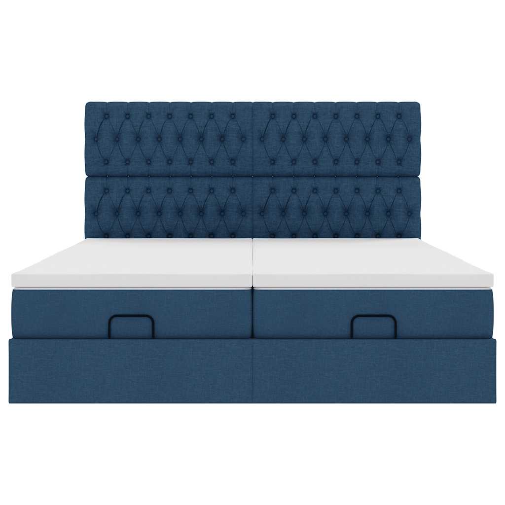 Cadre de lit ottoman avec matelas bleu 180x200 cm tissu Lits & cadres de lit vidaXL