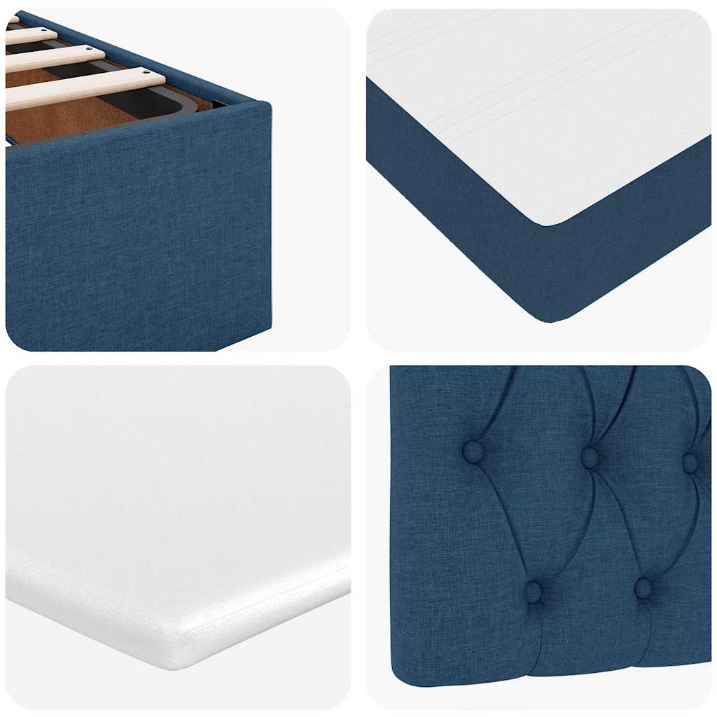 Cadre de lit ottoman avec matelas bleu 180x200 cm tissu Lits & cadres de lit vidaXL