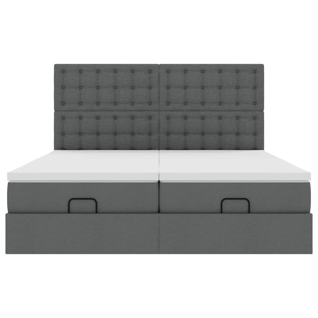 Cadre de lit ottoman avec matelas gris foncé 160x200cm tissu Lits & cadres de lit vidaXL