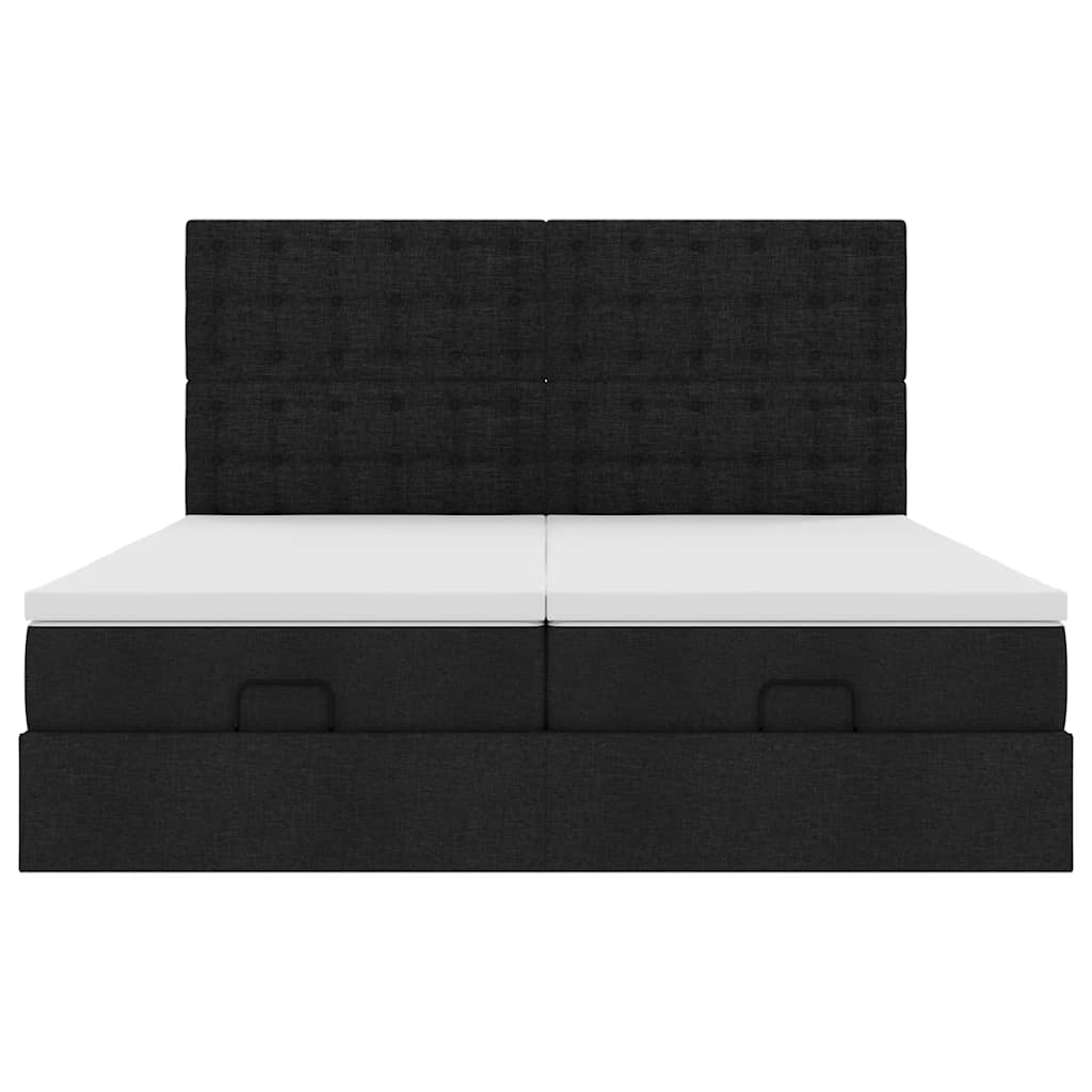 Cadre de lit ottoman avec matelas noir 160x200 cm tissu Lits & cadres de lit vidaXL