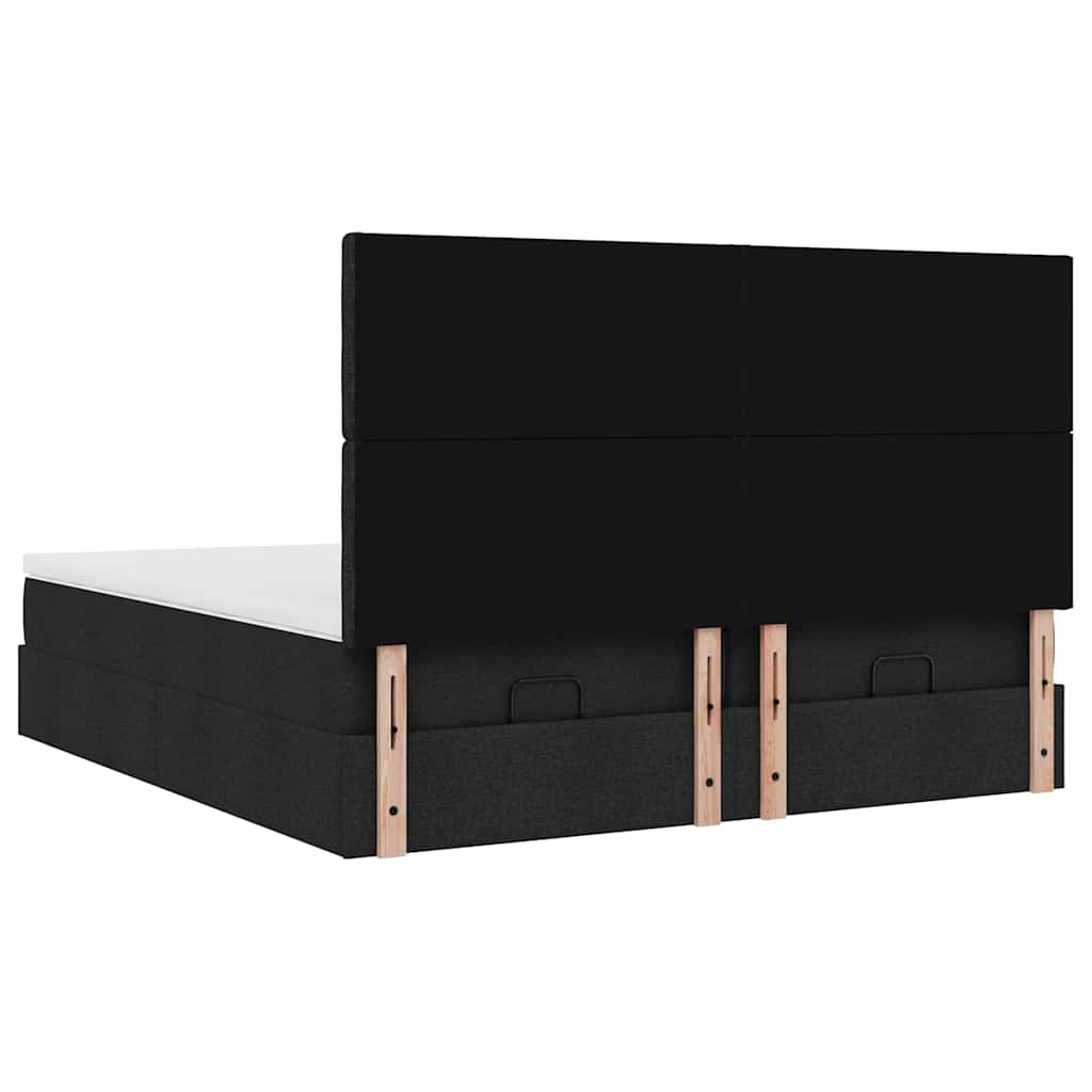 Cadre de lit ottoman avec matelas noir 160x200 cm tissu Lits & cadres de lit vidaXL