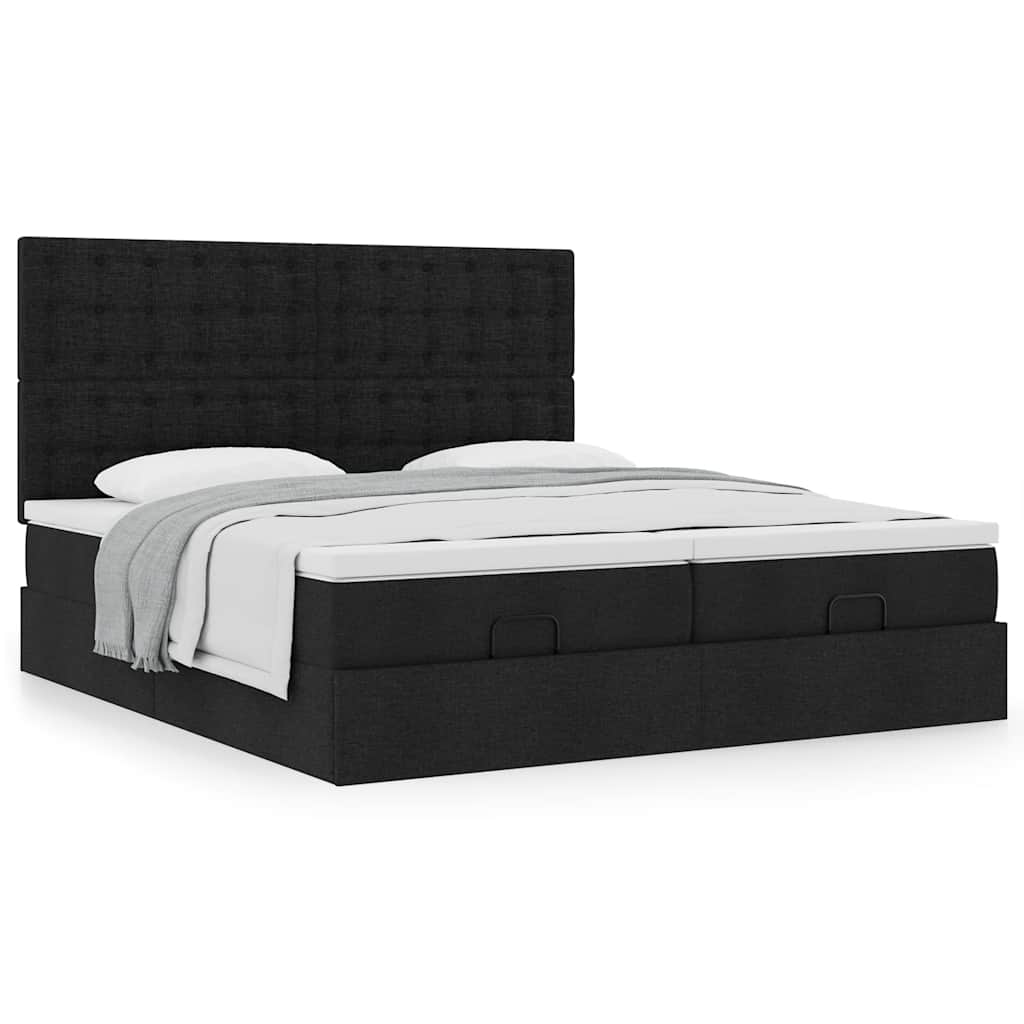 Cadre de lit ottoman avec matelas noir 160x200 cm tissu Lits & cadres de lit vidaXL