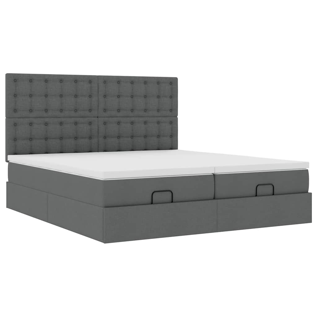 Cadre de lit ottoman avec matelas gris foncé 180x200cm tissu Lits & cadres de lit vidaXL