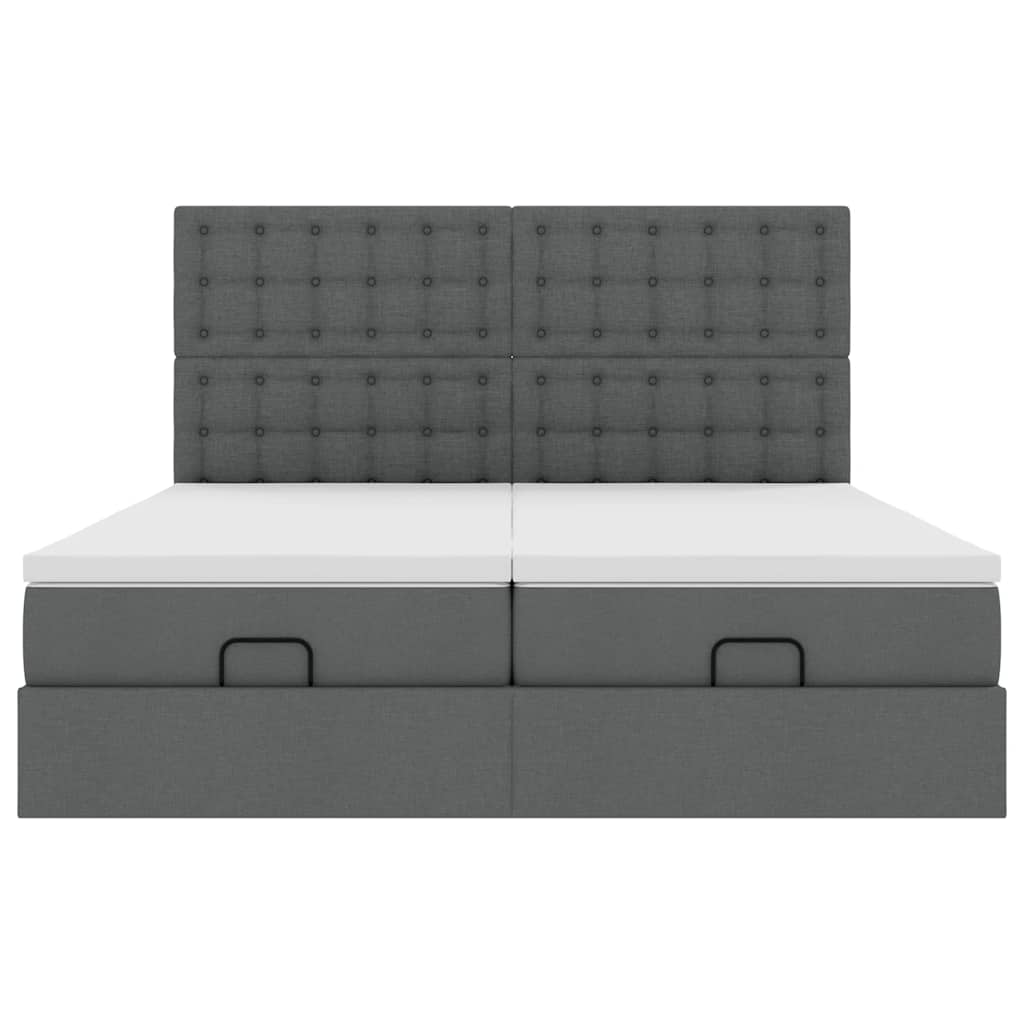 Cadre de lit ottoman avec matelas gris foncé 180x200cm tissu Lits & cadres de lit vidaXL