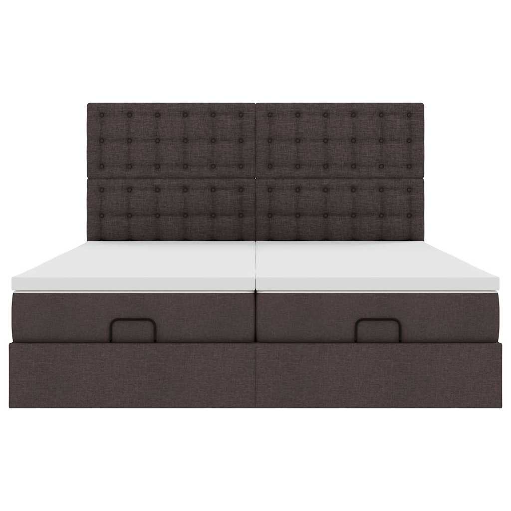 Cadre de lit ottoman avec matelas marron foncé 180x200 cm tissu Lits & cadres de lit vidaXL