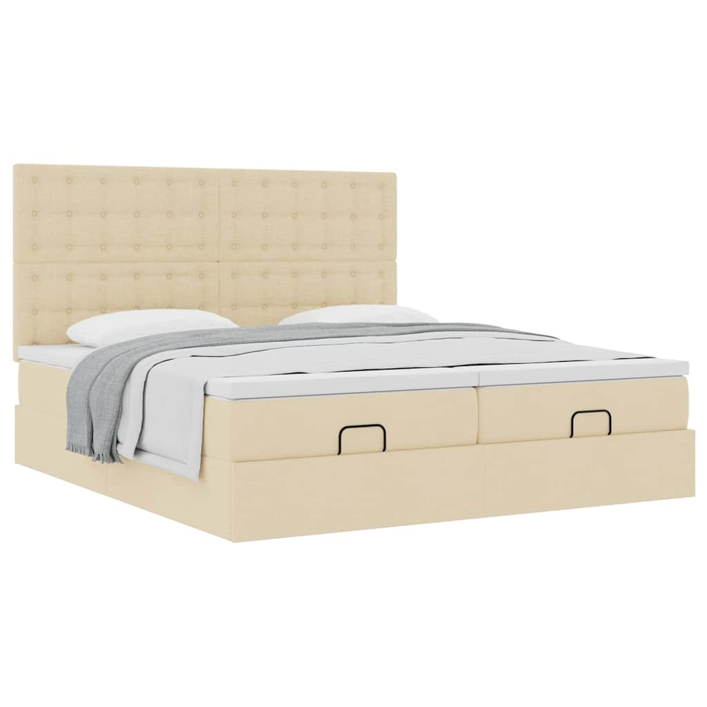 Cadre de lit ottoman avec matelas crème 180x200 cm tissu Lits & cadres de lit vidaXL