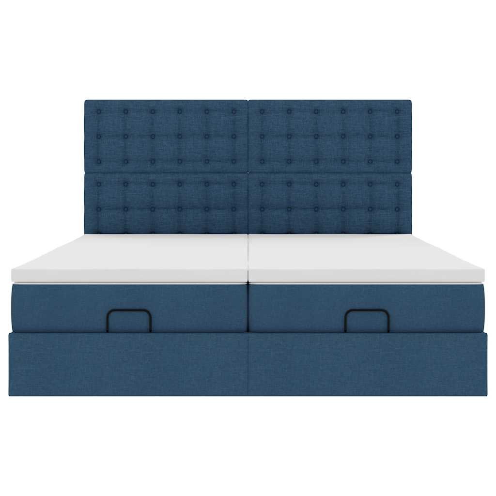 Cadre de lit ottoman avec matelas bleu 180x200 cm tissu Lits & cadres de lit vidaXL