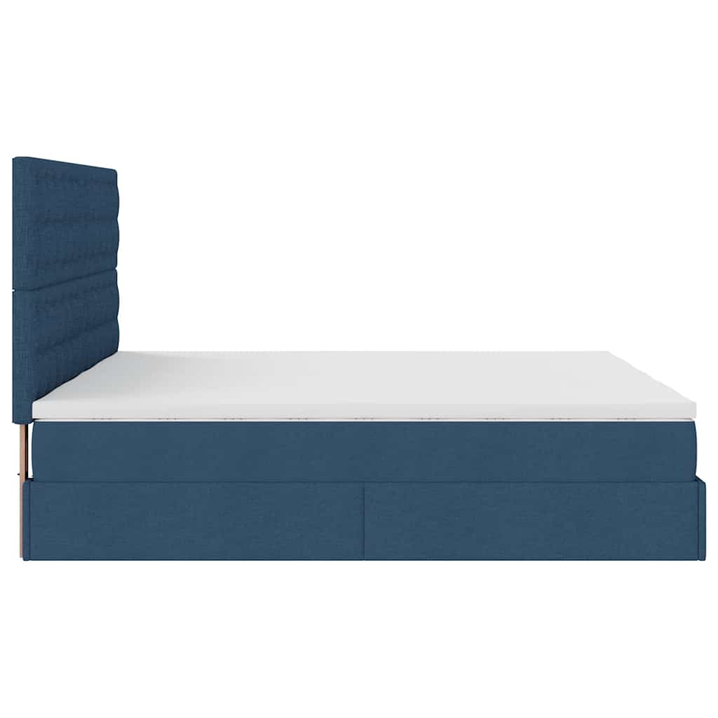 Cadre de lit ottoman avec matelas bleu 180x200 cm tissu Lits & cadres de lit vidaXL