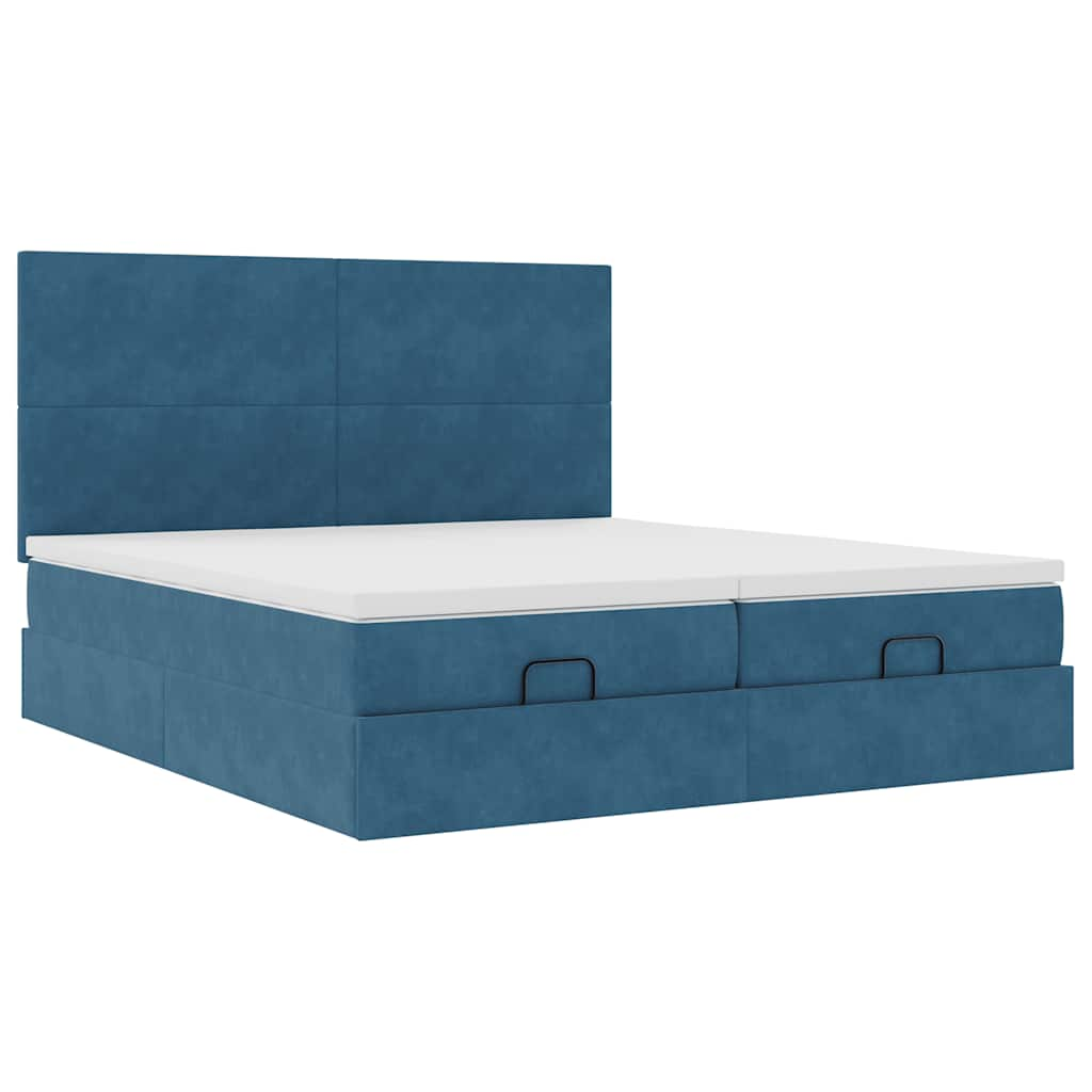 Cadre de lit ottoman avec matelas bleu foncé 160x200 cm velours Lits & cadres de lit vidaXL