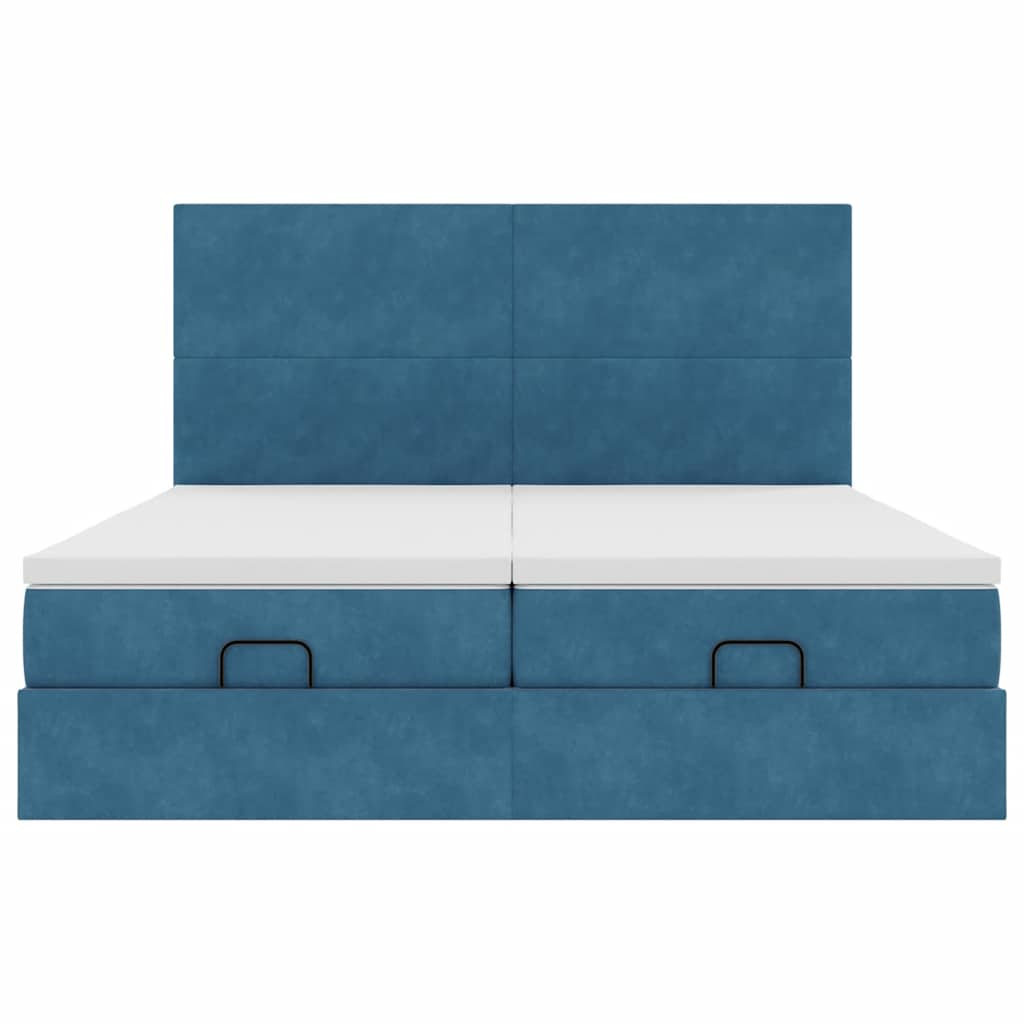 Cadre de lit ottoman avec matelas bleu foncé 160x200 cm velours Lits & cadres de lit vidaXL