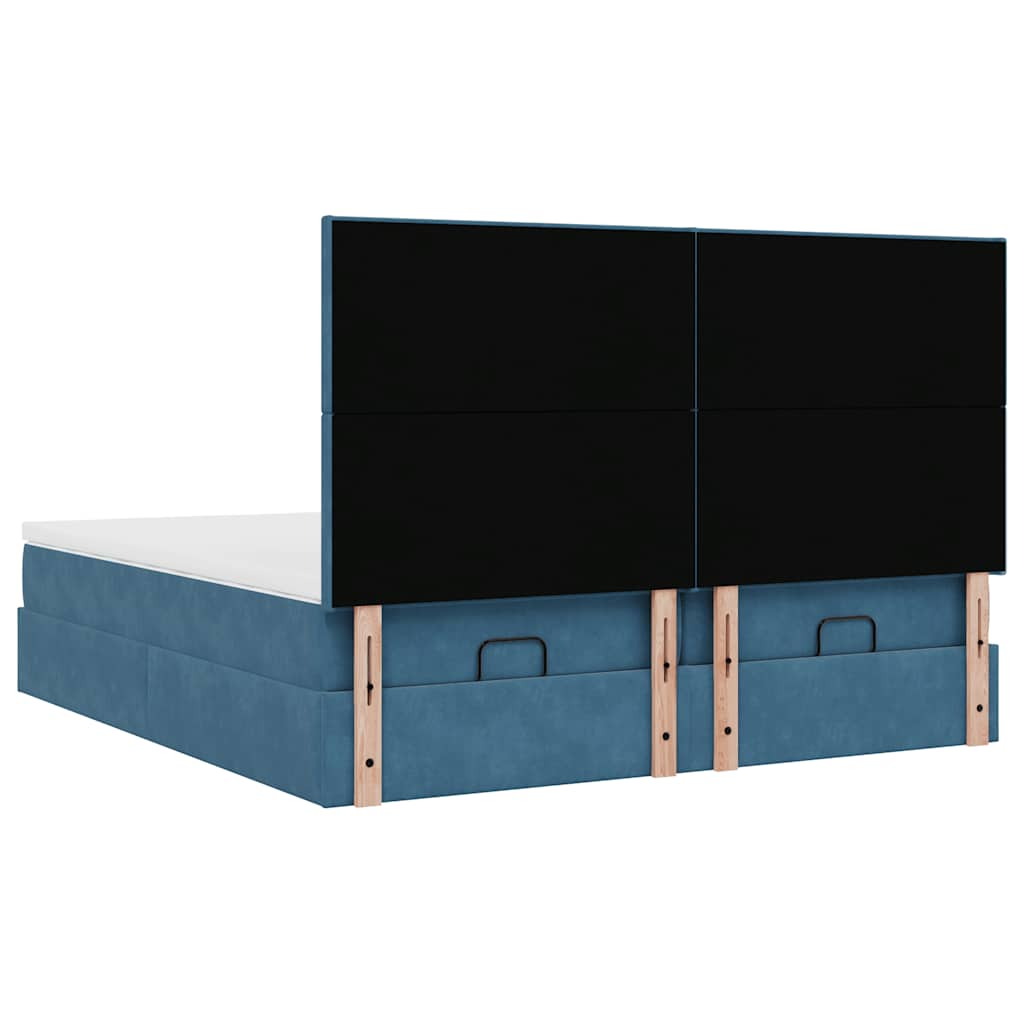 Cadre de lit ottoman avec matelas bleu foncé 160x200 cm velours Lits & cadres de lit vidaXL