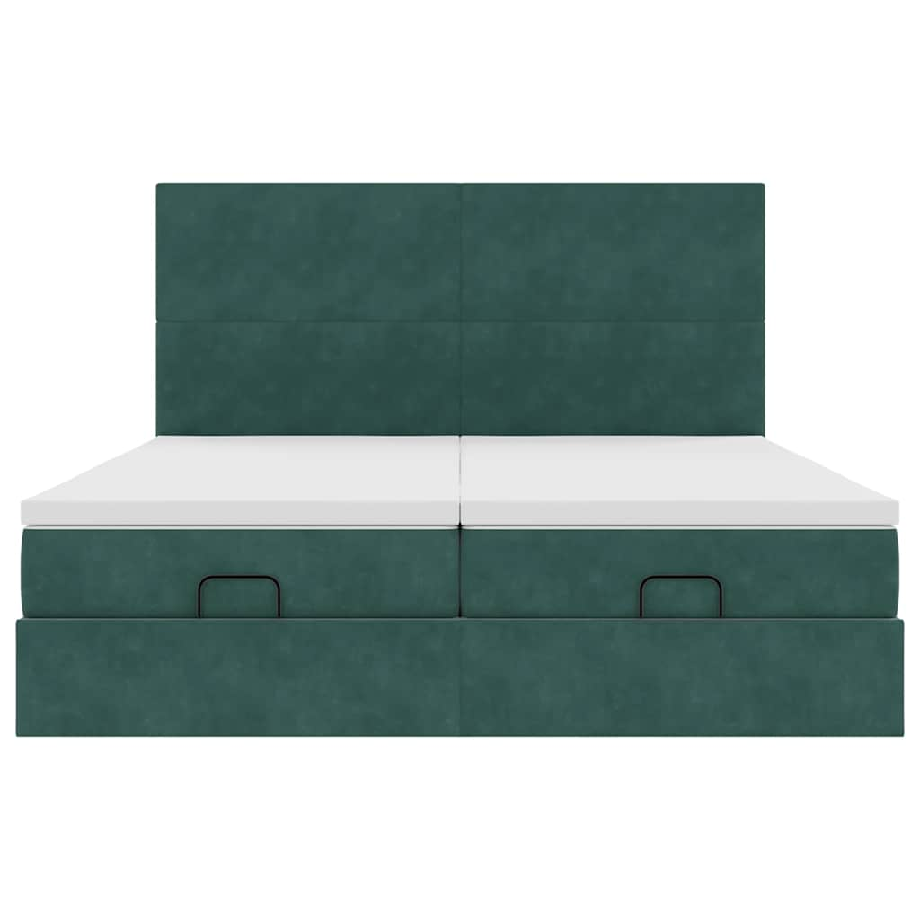 Cadre de lit ottoman avec matelas vert foncé 180x200cm velours Lits & cadres de lit vidaXL