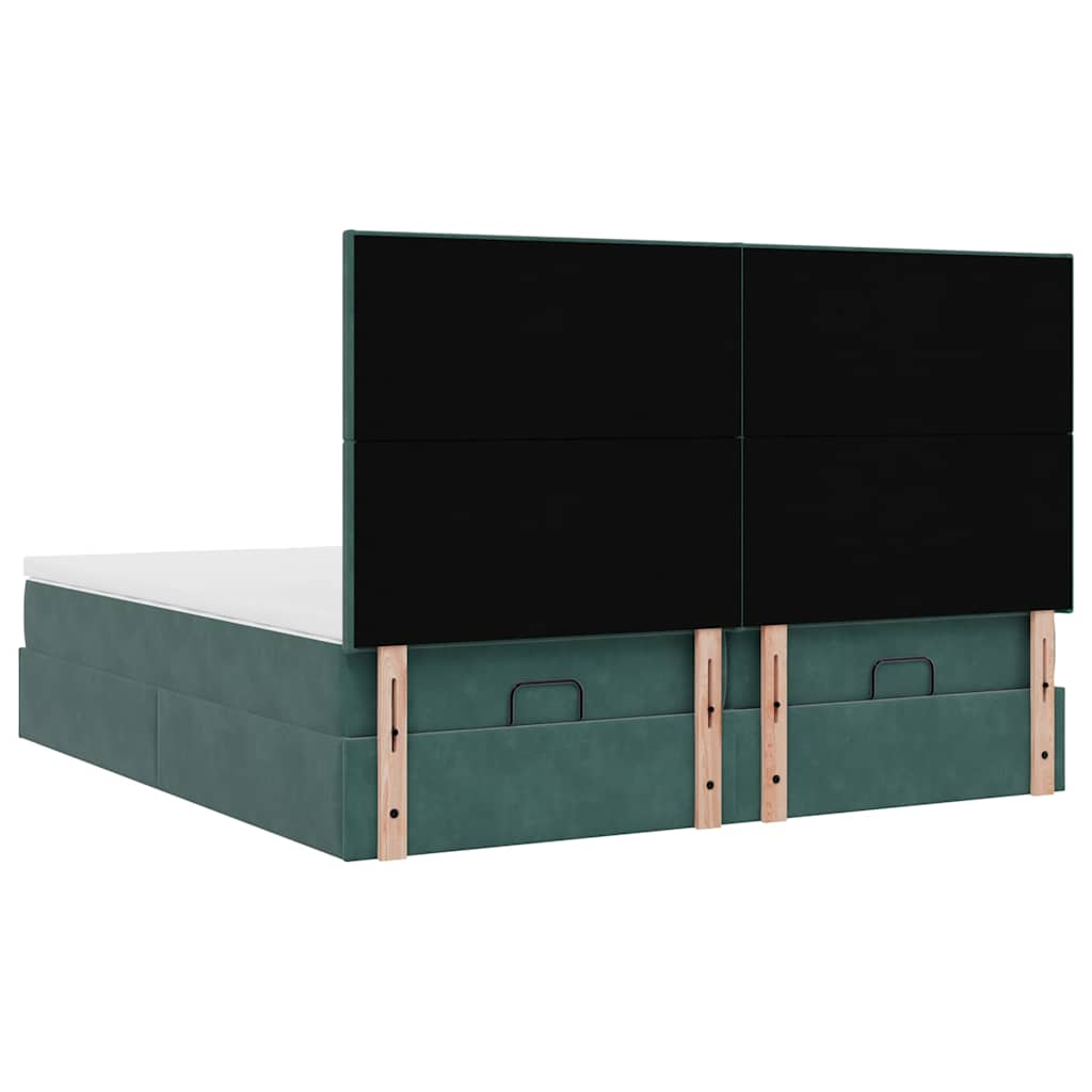 Cadre de lit ottoman avec matelas vert foncé 180x200cm velours Lits & cadres de lit vidaXL