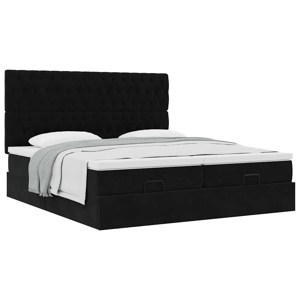 Cadre de lit ottoman avec matelas noir 160x200 cm velours Lits & cadres de lit vidaXL