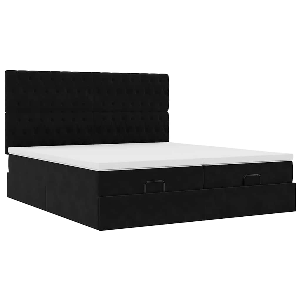 Cadre de lit ottoman avec matelas noir 160x200 cm velours Lits & cadres de lit vidaXL