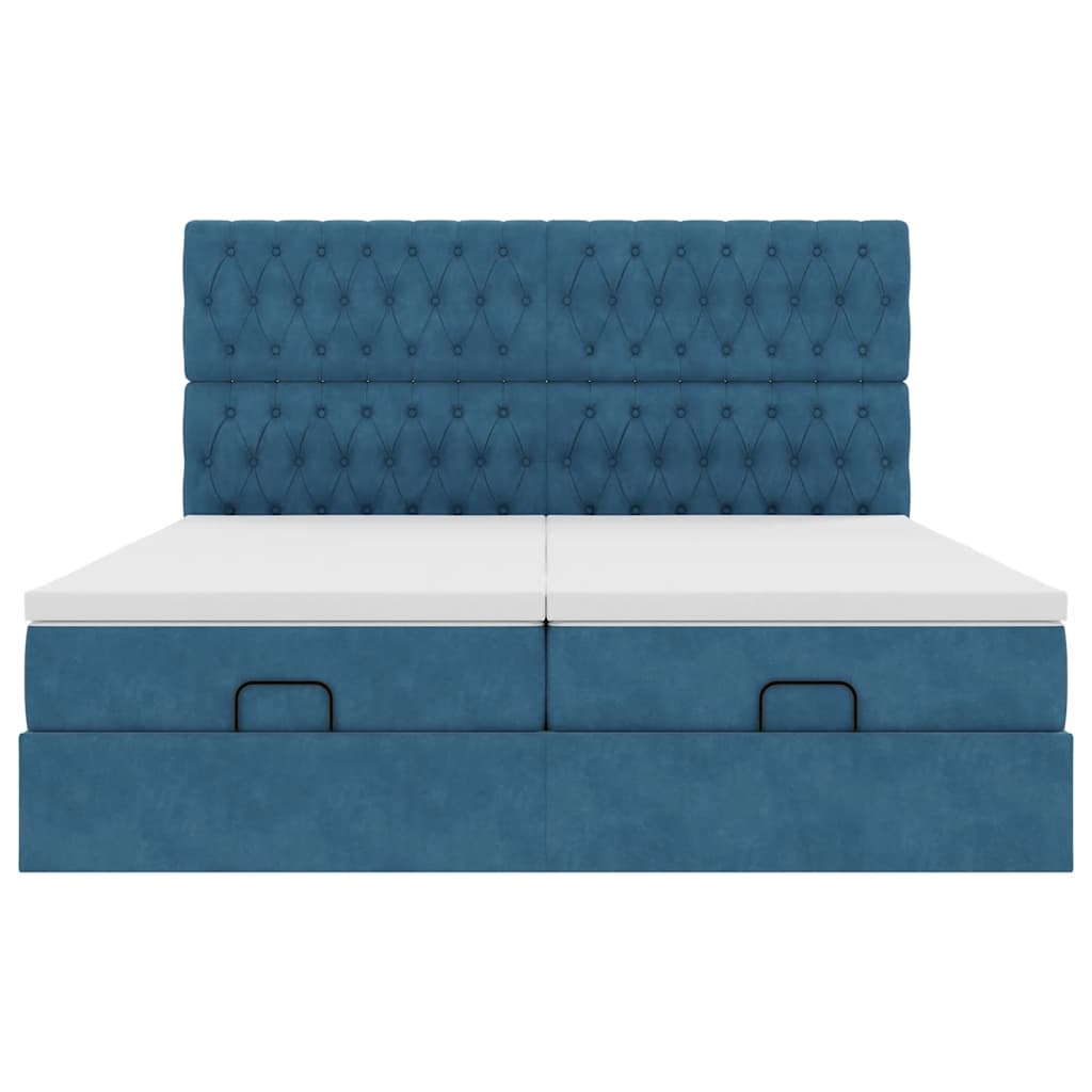 Cadre de lit ottoman avec matelas bleu foncé 160x200 cm velours Lits & cadres de lit vidaXL