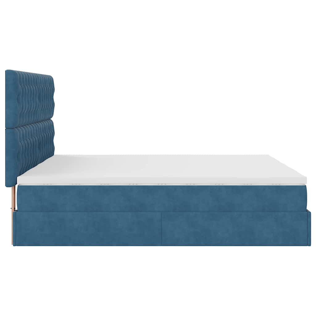 Cadre de lit ottoman avec matelas bleu foncé 160x200 cm velours Lits & cadres de lit vidaXL