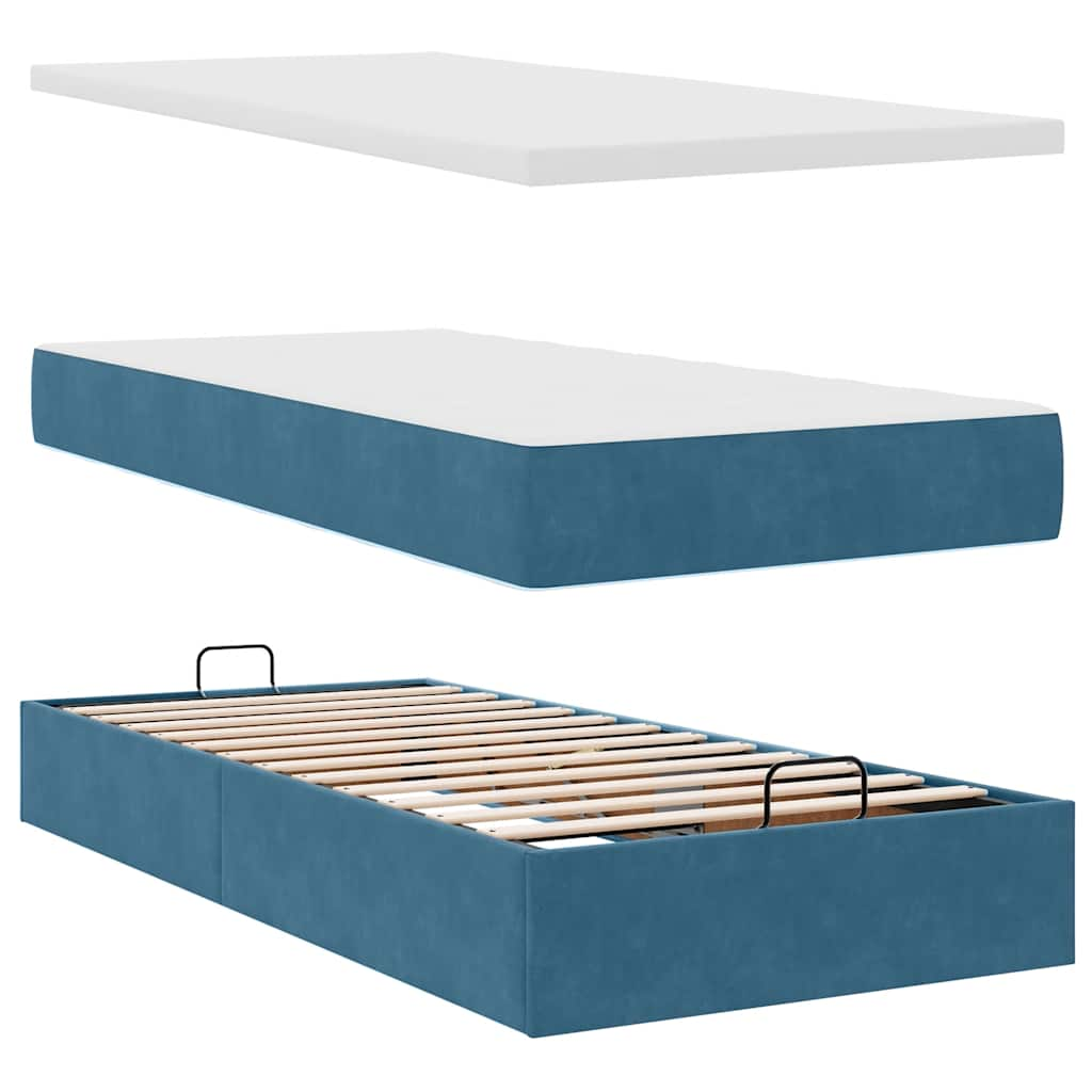 Cadre de lit ottoman avec matelas bleu foncé 160x200 cm velours Lits & cadres de lit vidaXL