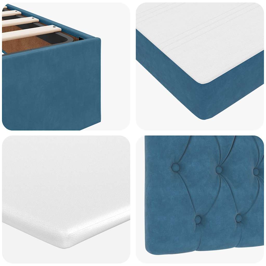 Cadre de lit ottoman avec matelas bleu foncé 160x200 cm velours Lits & cadres de lit vidaXL