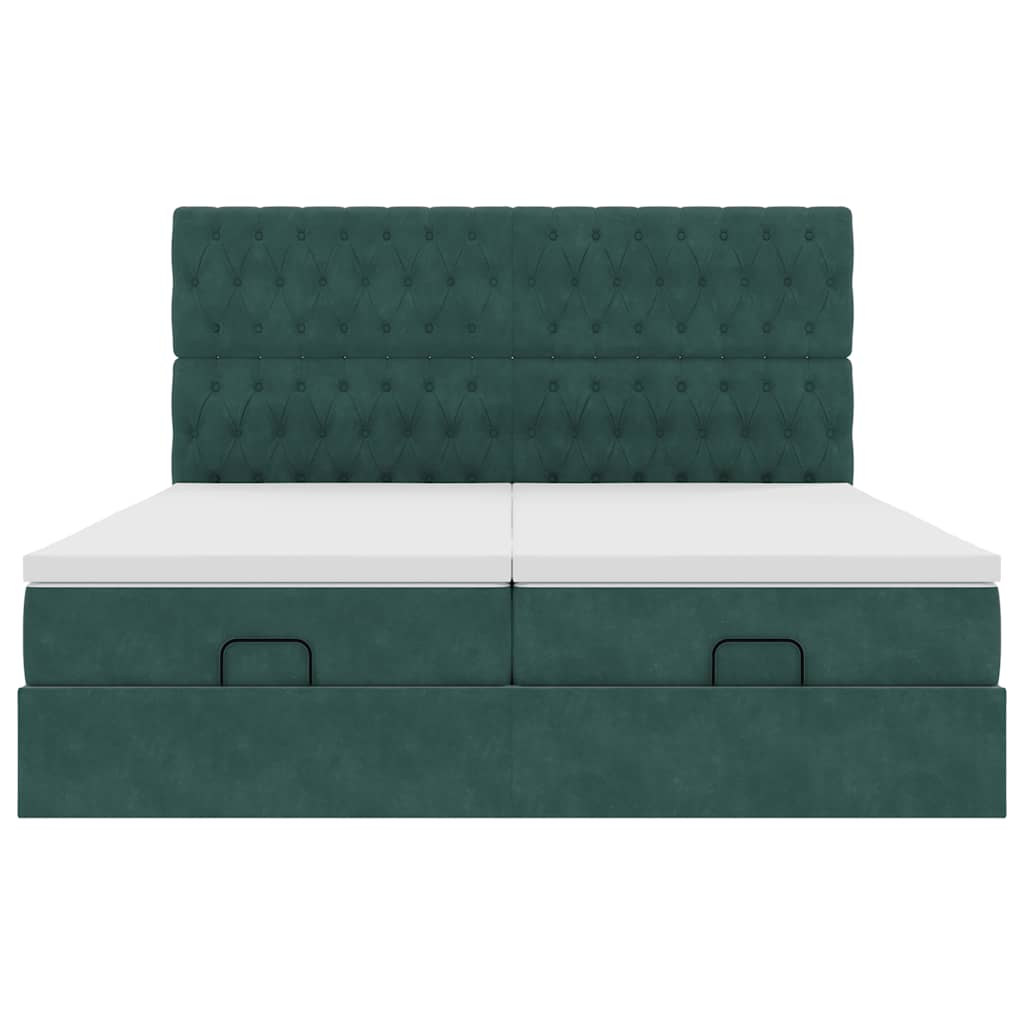 Cadre de lit ottoman avec matelas vert foncé 180x200cm velours Lits & cadres de lit vidaXL