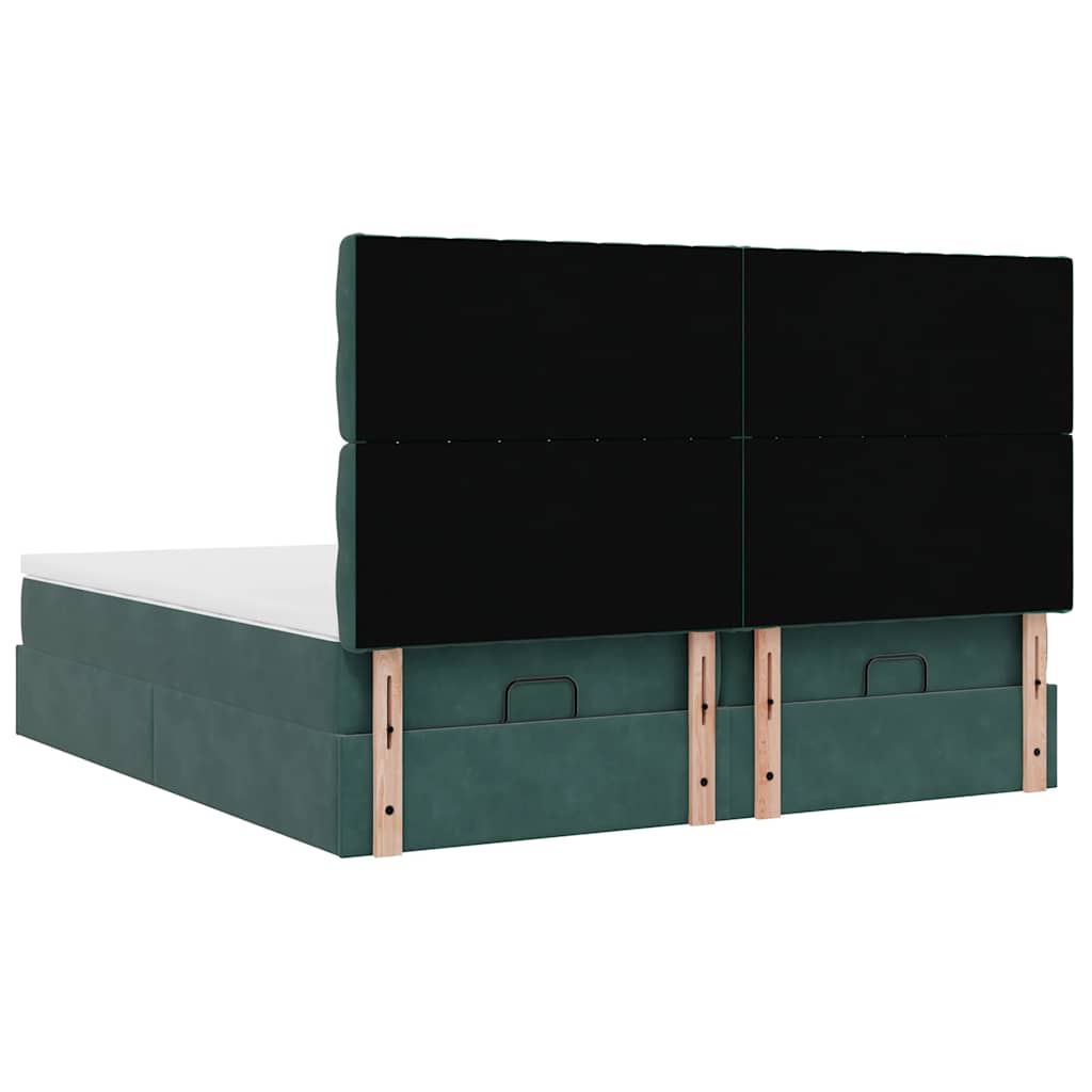 Cadre de lit ottoman avec matelas vert foncé 180x200cm velours Lits & cadres de lit vidaXL