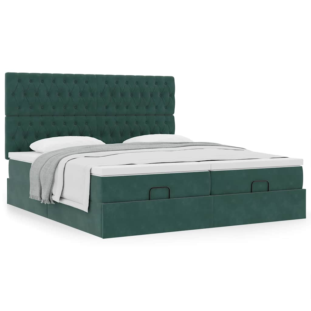 Cadre de lit ottoman avec matelas vert foncé 180x200cm velours Lits & cadres de lit vidaXL