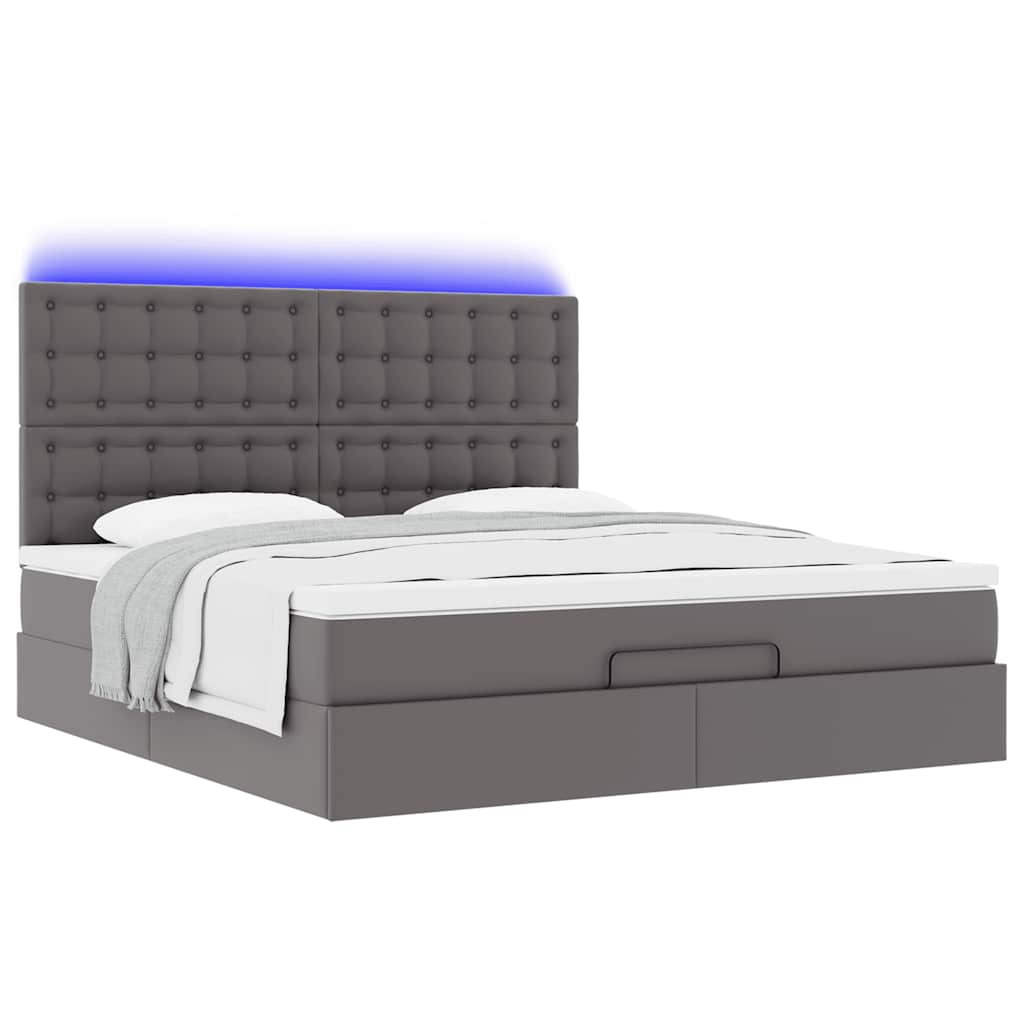 Cadre de lit ottoman avec matelas gris 180x200 cm similicuir Lits & cadres de lit vidaXL