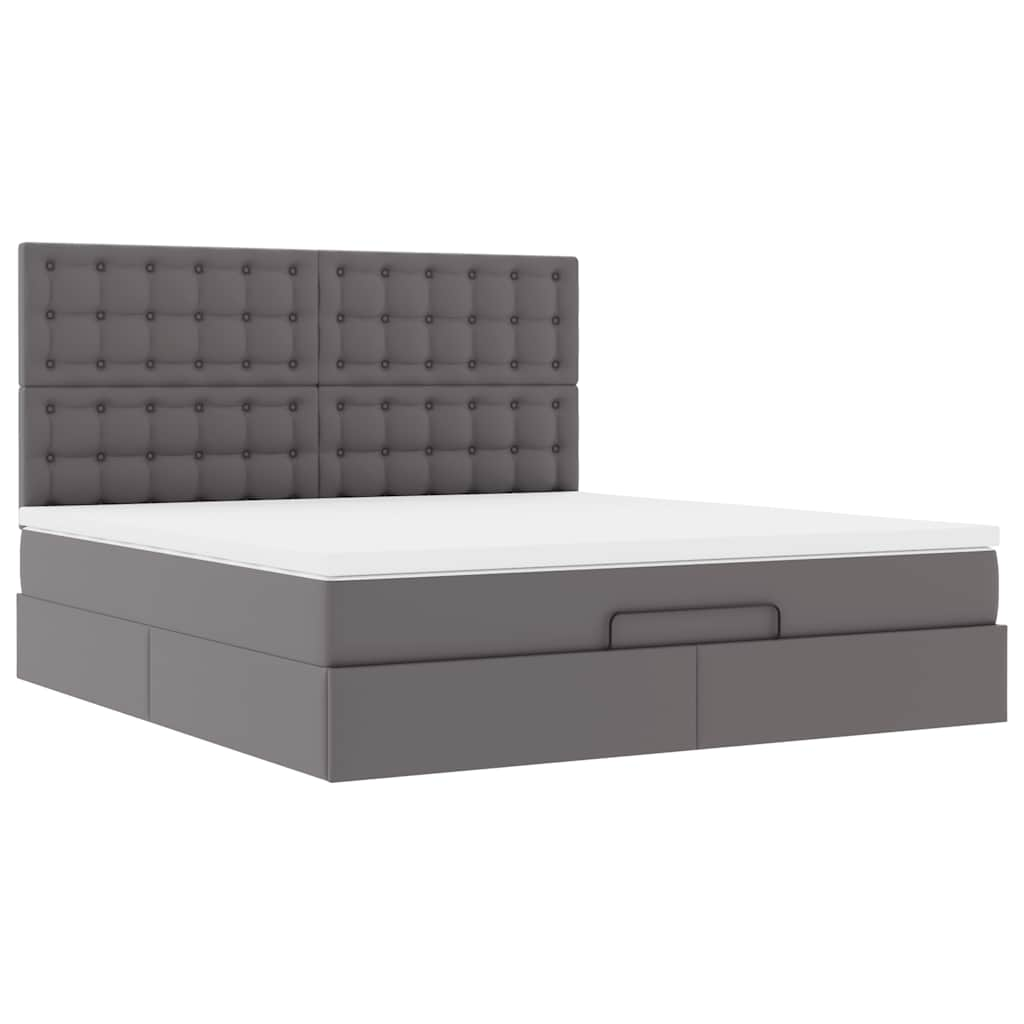 Cadre de lit ottoman avec matelas gris 180x200 cm similicuir Lits & cadres de lit vidaXL