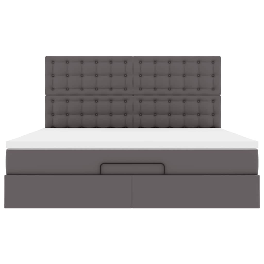 Cadre de lit ottoman avec matelas gris 180x200 cm similicuir Lits & cadres de lit vidaXL