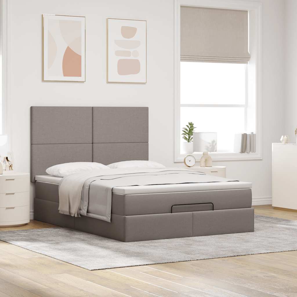 Cadre de lit ottoman avec matelas taupe 140x200 cm tissu Lits & cadres de lit vidaXL