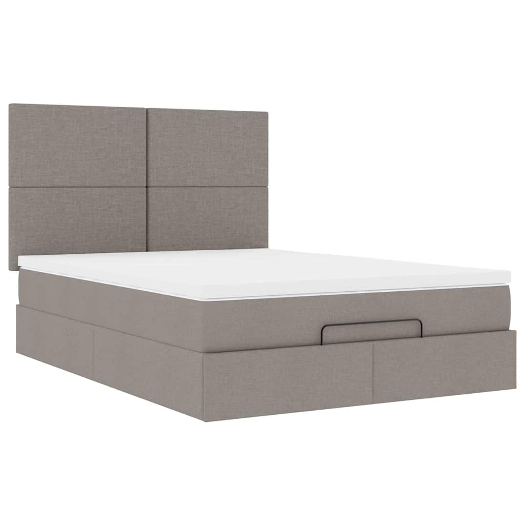 Cadre de lit ottoman avec matelas taupe 140x200 cm tissu Lits & cadres de lit vidaXL