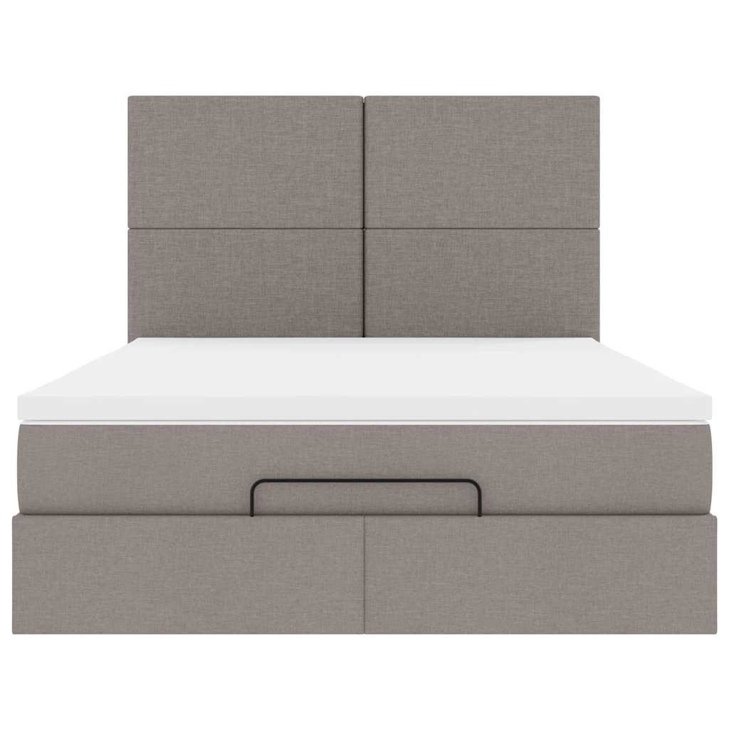 Cadre de lit ottoman avec matelas taupe 140x200 cm tissu Lits & cadres de lit vidaXL