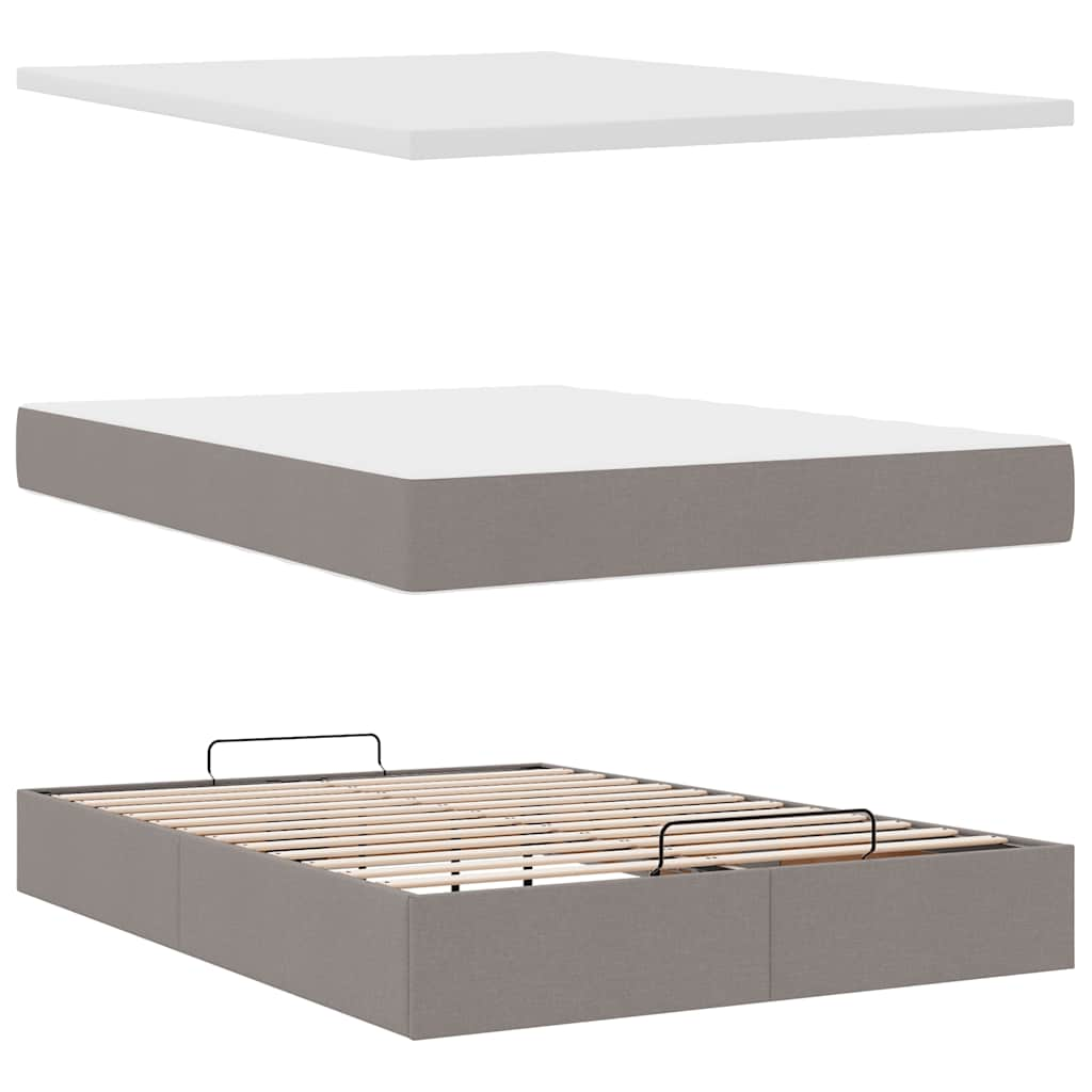 Cadre de lit ottoman avec matelas taupe 140x200 cm tissu Lits & cadres de lit vidaXL