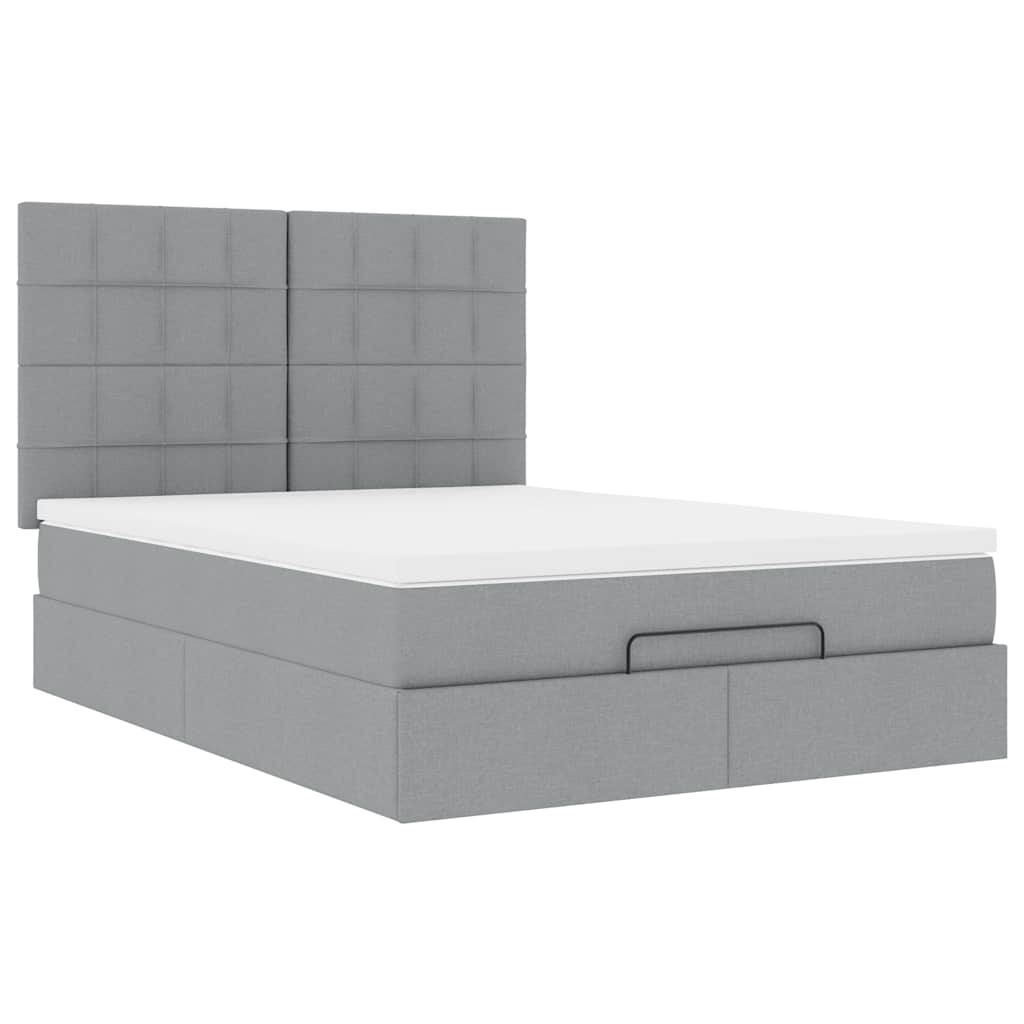 Cadre de lit ottoman et matelas gris clair 140x190 cm tissu Lits & cadres de lit vidaXL