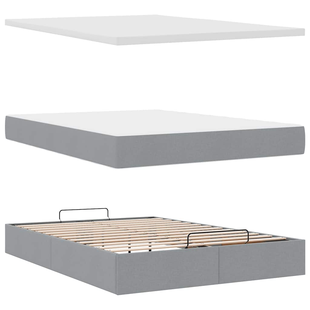 Cadre de lit ottoman et matelas gris clair 140x190 cm tissu Lits & cadres de lit vidaXL