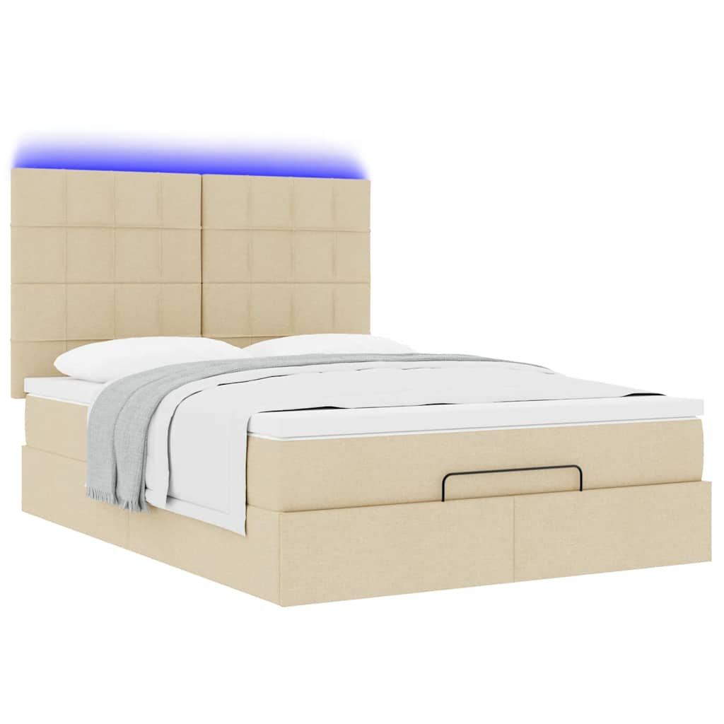 Cadre de lit ottoman avec matelas crème 140x190 cm tissu Lits & cadres de lit vidaXL