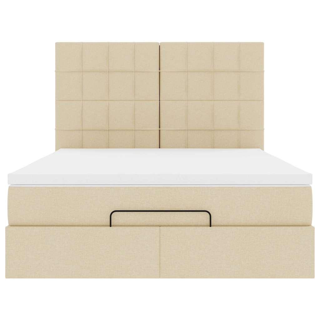 Cadre de lit ottoman avec matelas crème 140x190 cm tissu Lits & cadres de lit vidaXL