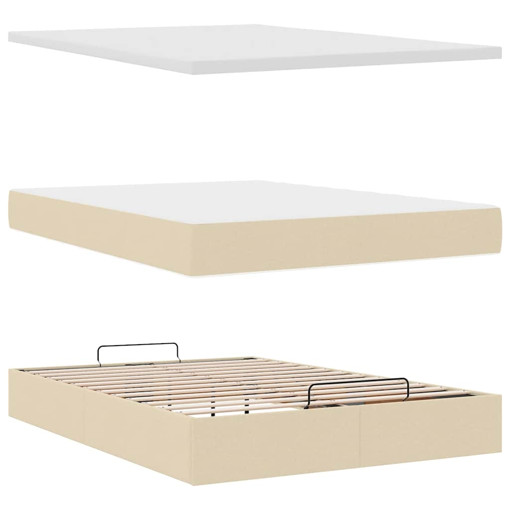 Cadre de lit ottoman avec matelas crème 140x190 cm tissu Lits & cadres de lit vidaXL