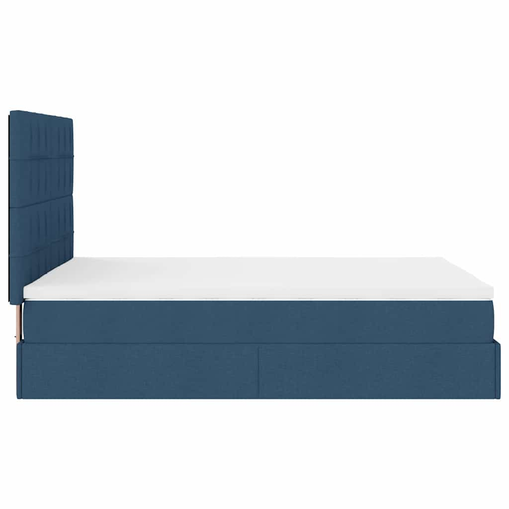 Cadre de lit ottoman avec matelas bleu 140x200 cm tissu Lits & cadres de lit vidaXL