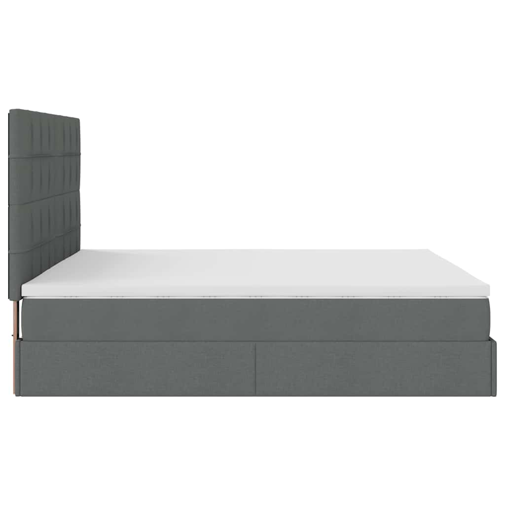 Cadre de lit ottoman avec matelas gris foncé 180x200 cm tissu Lits & cadres de lit vidaXL