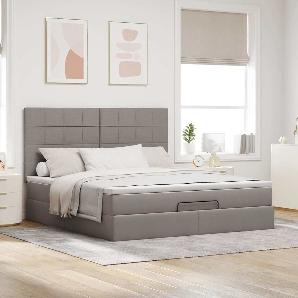 Cadre de lit ottoman avec matelas taupe 180x200 cm tissu Lits & cadres de lit vidaXL