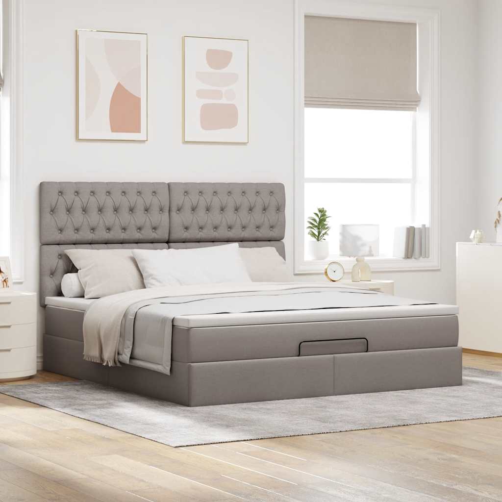 Cadre de lit ottoman avec matelas taupe 180x200 cm tissu Lits & cadres de lit vidaXL