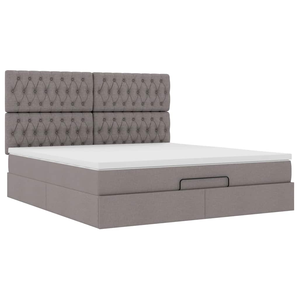 Cadre de lit ottoman avec matelas taupe 180x200 cm tissu Lits & cadres de lit vidaXL