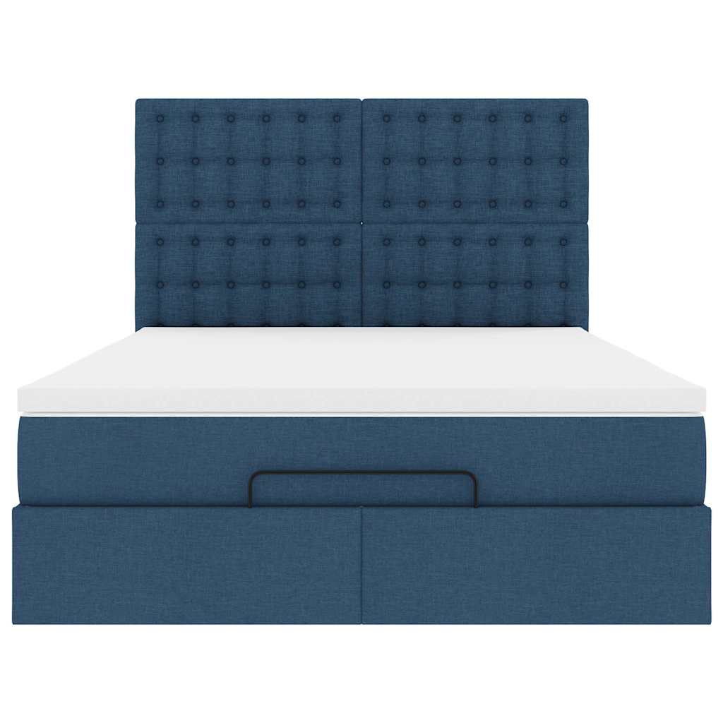 Cadre de lit ottoman avec matelas bleu 140x190 cm tissu Lits & cadres de lit vidaXL