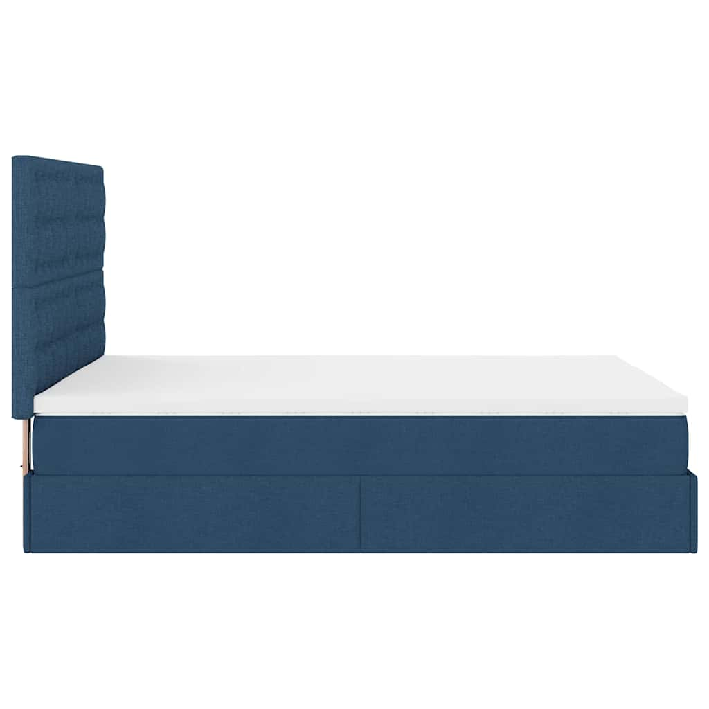 Cadre de lit ottoman avec matelas bleu 140x190 cm tissu Lits & cadres de lit vidaXL