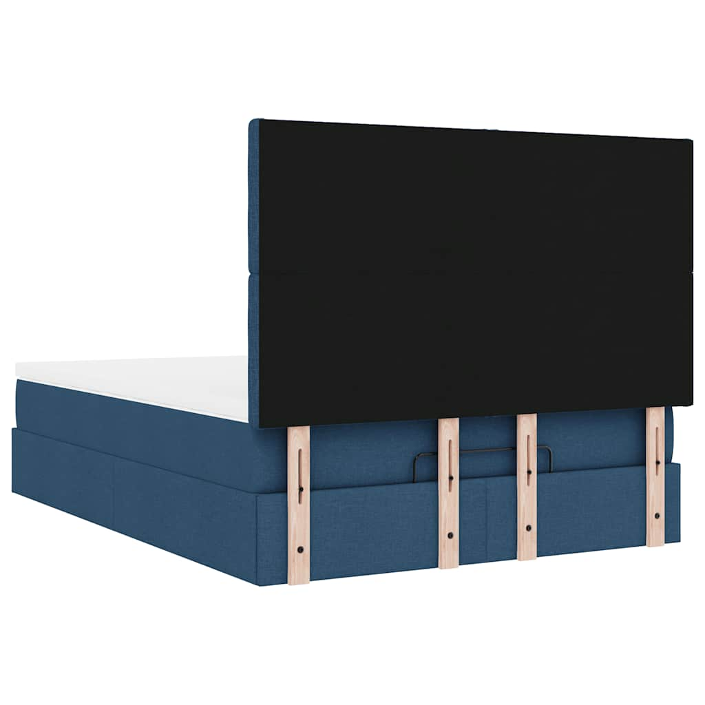 Cadre de lit ottoman avec matelas bleu 140x190 cm tissu Lits & cadres de lit vidaXL