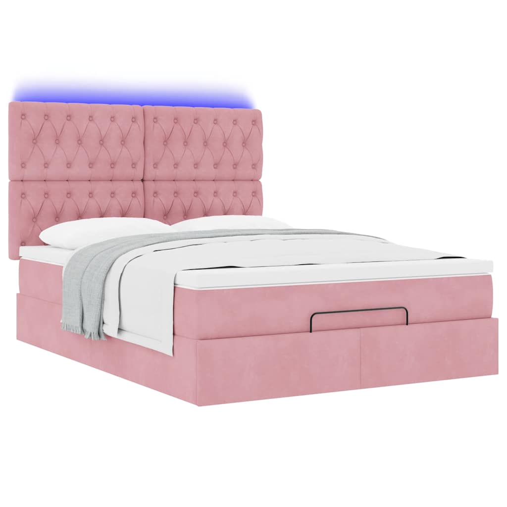 Cadre de lit ottoman avec matelas rose 140x200 cm velours Lits & cadres de lit vidaXL