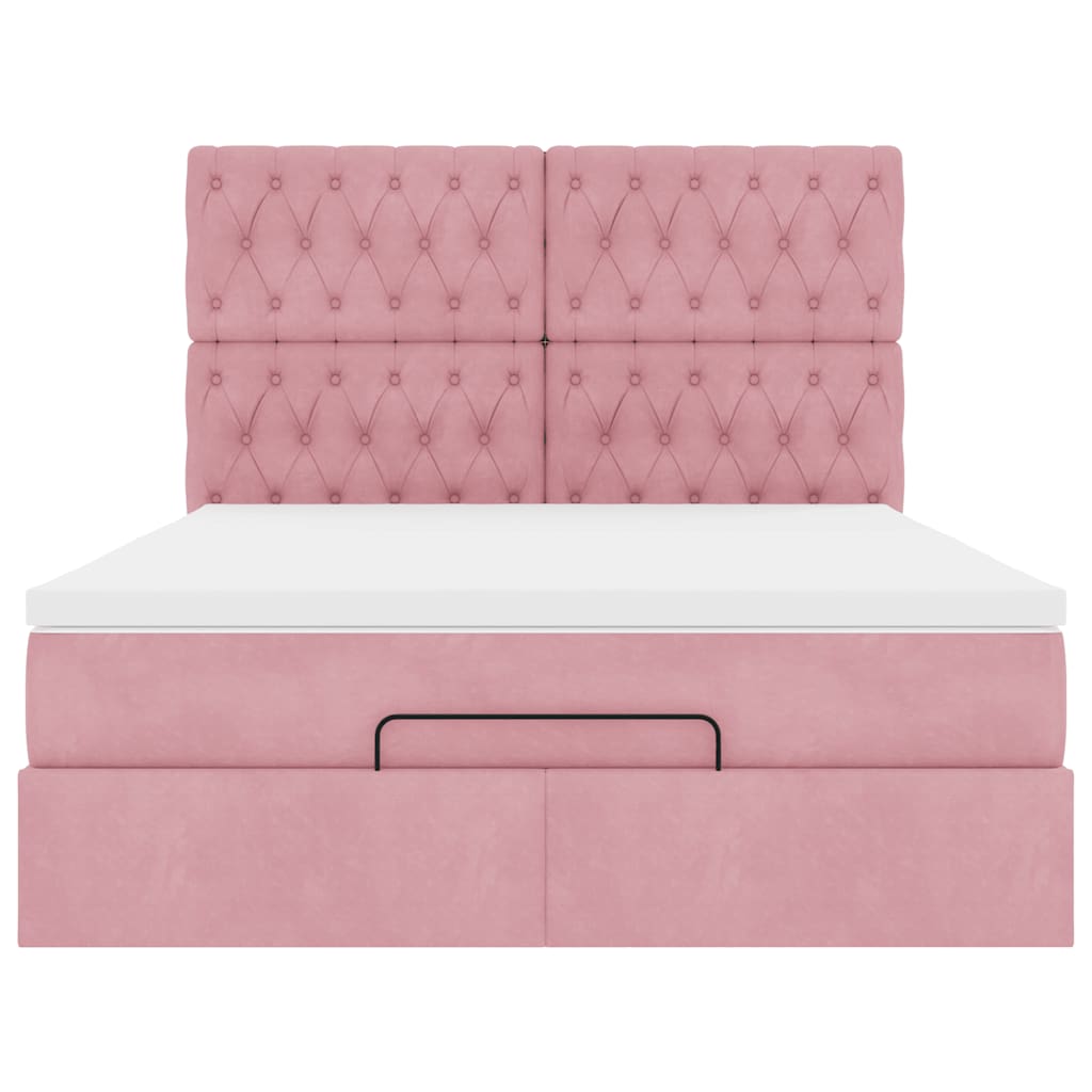 Cadre de lit ottoman avec matelas rose 140x200 cm velours Lits & cadres de lit vidaXL